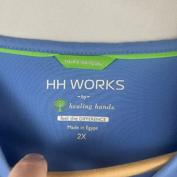 HH Works Healing Hands Scrub Shirt Men 2X Ceil Blue Style 2590 Matthew Medical‎ - Picture 7 of 7